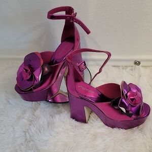 Jeffrey Campbell Pink Platform Sandals with Bow Details